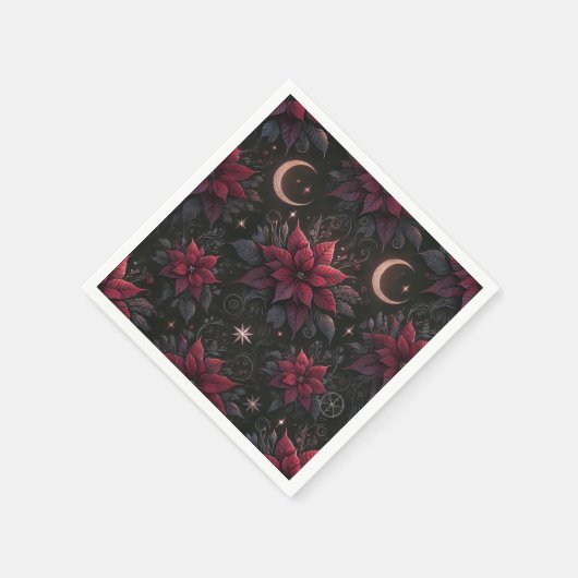 Serviette En Papier Croissant foncé Wicca Lune Poinsettia Découpage (Coin)