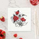 Serviette En Papier Croissant mécanique avec roses rouges (En situation)