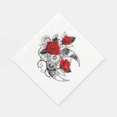 Serviette En Papier Croissant mécanique avec roses rouges (Coin)