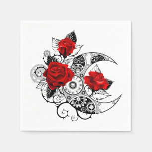 Serviette En Papier Croissant mécanique avec roses rouges