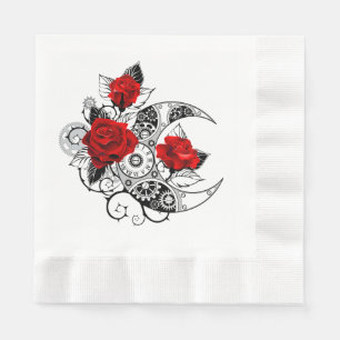 Serviette En Papier Croissant mécanique avec roses rouges