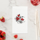 Serviette En Papier Croissant mécanique avec roses rouges (En situation)