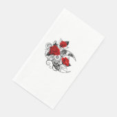 Serviette En Papier Croissant mécanique avec roses rouges (Coin)