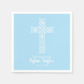 Serviette En Papier Croix blanche bleu pâle Première communion religie (Devant)