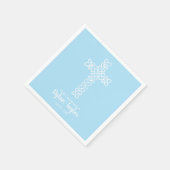 Serviette En Papier Croix blanche bleu pâle Première communion religie (Coin)