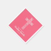 Serviette En Papier Croix blanche rose vif 1ère communion religieuse (Coin)