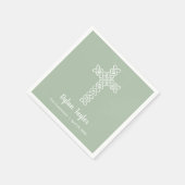 Serviette En Papier Croix Blanche Sage Vert Première communion religie (Coin)