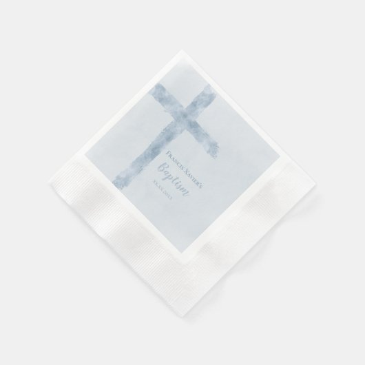 Serviette En Papier croix bleu aquarelle Baptême (Coin)