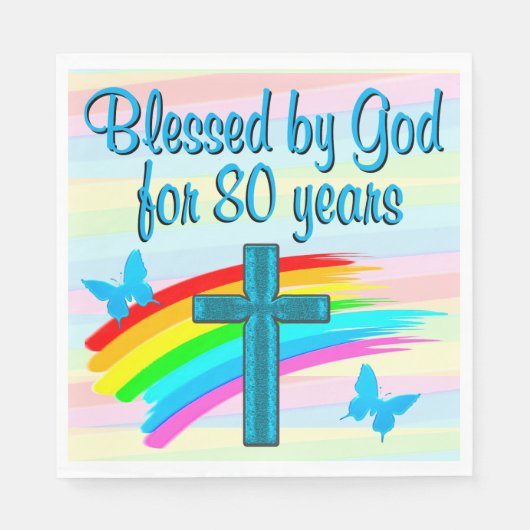 SERVIETTE EN PAPIER CROIX BLEUE 80E ANNIVERSAIRE NAPKINS (Devant)