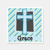 Serviette En Papier Croix Bleue, Bleue et Jaune (Devant)