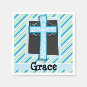 Serviette En Papier Croix Bleue, Bleue et Jaune