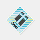 Serviette En Papier Croix Bleue, Bleue et Jaune (Coin)