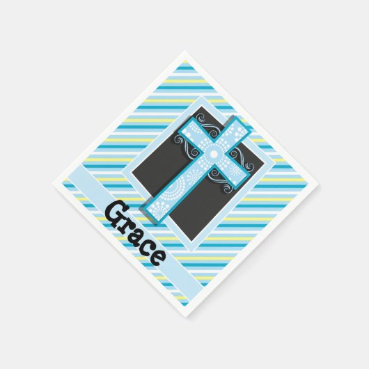 Serviette En Papier Croix Bleue, Bleue et Jaune (Coin)