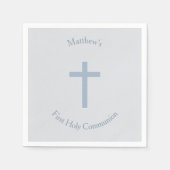 Serviette En Papier Croix Bleue Pastel Communion (Devant)