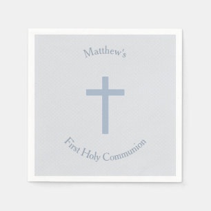 Serviette En Papier Croix Bleue Pastel Communion