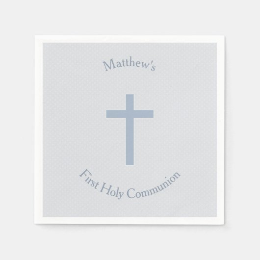 Serviette En Papier Croix Bleue Pastel Communion (Devant)
