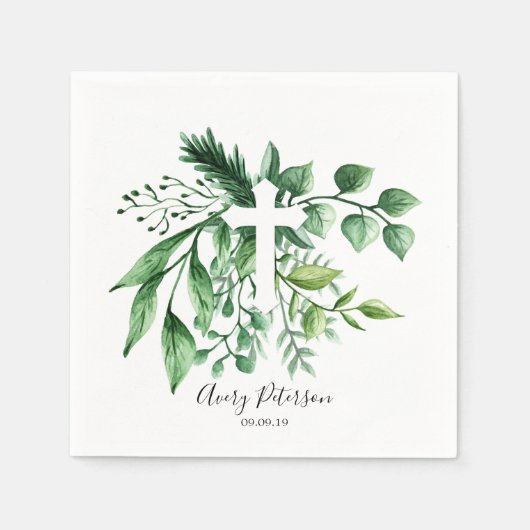 Serviette En Papier Croix botanique verte du printemps Première commun (Devant)