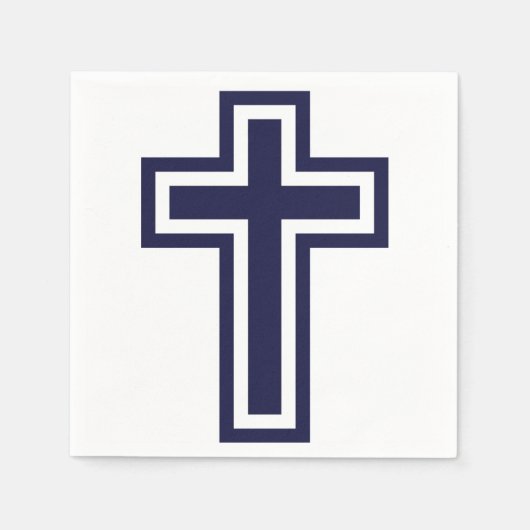 Serviette En Papier Croix chrétienne bleue différentes variantes (Devant)