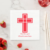 Serviette En Papier Croix chrétienne en rouge (En situation)