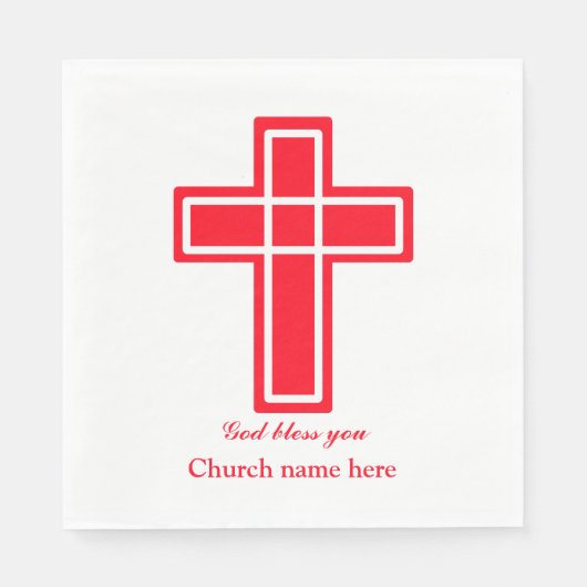 Serviette En Papier Croix chrétienne en rouge (Devant)