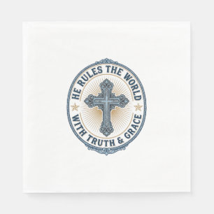 Serviette En Papier Croix Chrétienne Il Règne sur le Monde