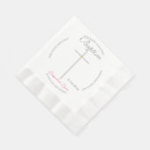 Serviette En Papier Croix d'argent Baptême fille rose (Coin)