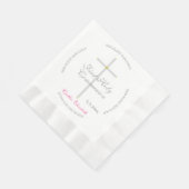 Serviette En Papier Croix d'argent Première communion sacrée Nom rose (Coin)