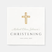 Serviette En Papier Croix de bois verte Sage religieux Christening (Devant)