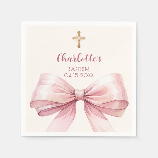 Serviette En Papier Croix de crème d'arc rose pâle (Devant)