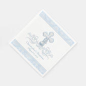 Serviette En Papier Croix de Damas bleu Baptême Communion serviettes (Coin)