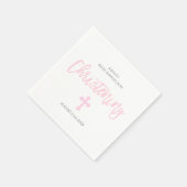 Serviette En Papier Croix de FILLE blanche rose personnalisée (Coin)