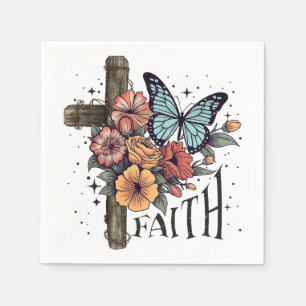 Serviette En Papier Croix de la Foi Florale