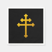 Serviette En Papier Croix de Lorraine d'or sur Noir / Christian (Devant)