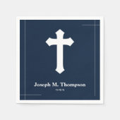 Serviette En Papier Croix de marine simple moderne Première communion  (Devant)
