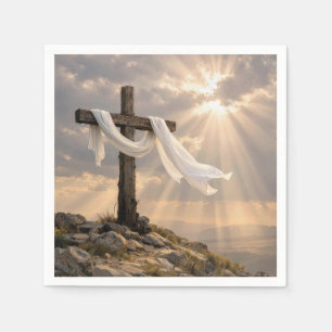 Serviette En Papier Croix de Pâques avec linceul au lever du soleil