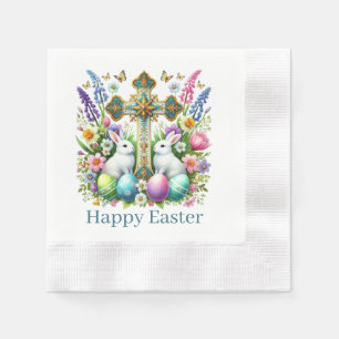Serviette En Papier Croix de Pâques joyeuses religieuses 