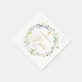 Serviette En Papier Croix de plantes Eucalyptus Baby Baptism serviette (Coin)