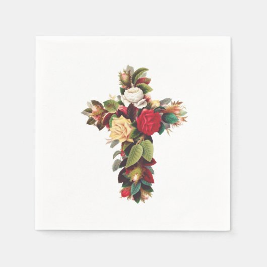 Serviette En Papier Croix de Rose (Devant)