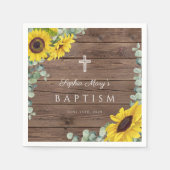 Serviette En Papier Croix de tournesol floral rustique Baptême (Devant)