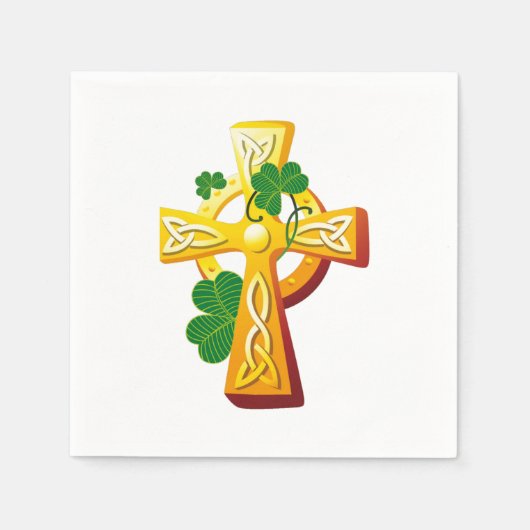 Serviette En Papier Croix d'Irlande et Saint-Patrick Shamrock (Devant)