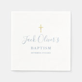 Serviette En Papier Croix d'or bleu Dusty Baptême Christening (Devant)