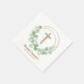 Serviette En Papier Croix d'or communion eucalyptus (Coin)