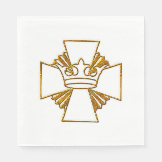 Serviette En Papier Croix d'or et Couronne (Devant)