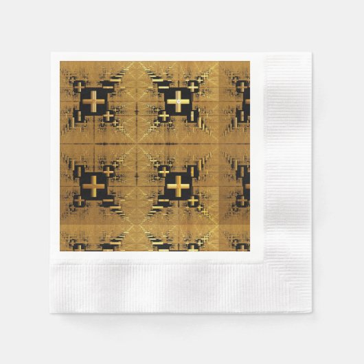 Serviette En Papier Croix d'or fractée (Devant)