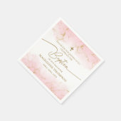 Serviette En Papier Croix d'or rose moderne Baptême fille (Coin)