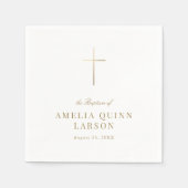 Serviette En Papier Croix d'or simple élégant Baptême Christening (Devant)