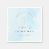 Serviette En Papier Croix d'or simple élégant Baptême Christening (Devant)