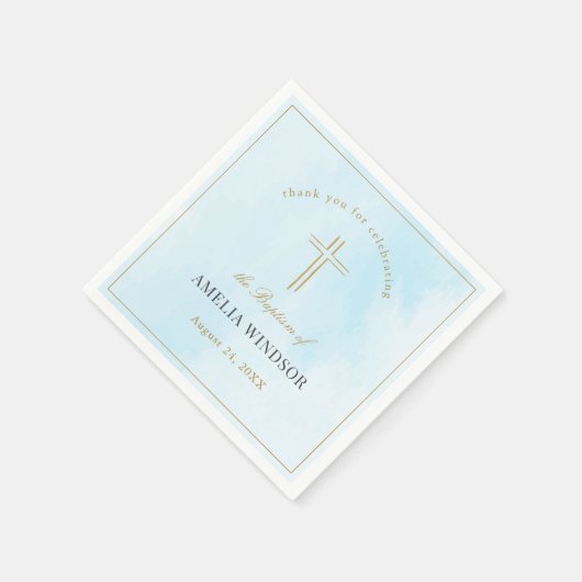 Serviette En Papier Croix d'or simple élégant Baptême Christening (Coin)