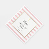 Serviette En Papier Croix dorée Baptême rayure rose (Coin)
