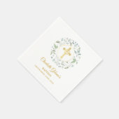 Serviette En Papier Croix dorée de baptême de la guirlande de laurier  (Coin)